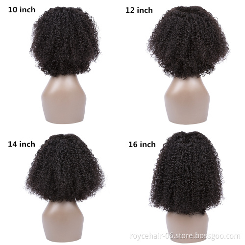 8 Inch Short Wavy Middle Part Peruvian Human Hair Deep Wave Curly Full Lace Bob Wigs with Baby Hair for African American